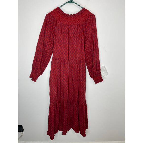 Universal Thread Threads prairie dress maxi dress deep red modest xsmall oversiz - Picture 6 of 16